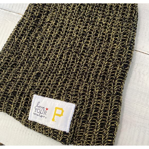 Love Your Melon Woven Knit Beanie Slouch Hat Black & Gold Pitsburgh Steelers NFL - Picture 3 of 11